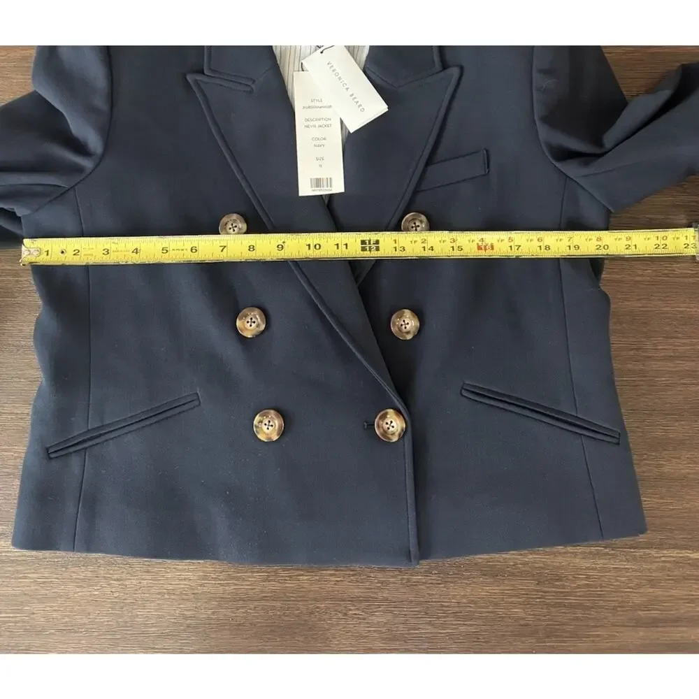 Veronica Beard Blazer Navy Blue Navis Cropped Dickey Jacket Womens 12 NWT - Picture 7 of 11